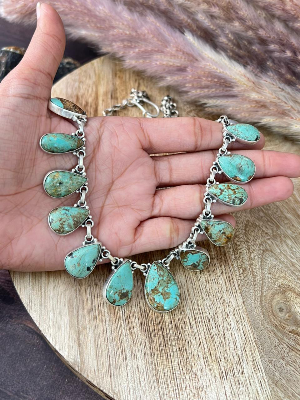 Handmade Sterling Silver Baja Turquoise Collection: Necklace "Signed Nizhoni"