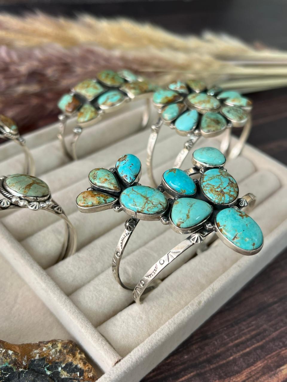 Handmade Sterling Silver Baja Turquoise Collection: Cuff Bracelet "Signed Nizhoni"