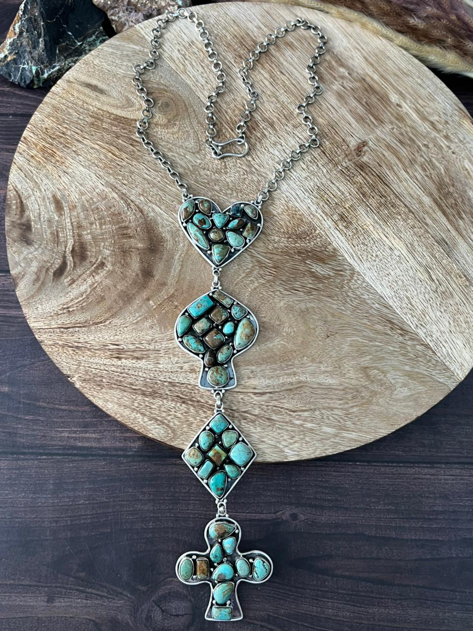 Handmade Sterling Silver Baja Turquoise Collection: Necklace "Signed Nizhoni"