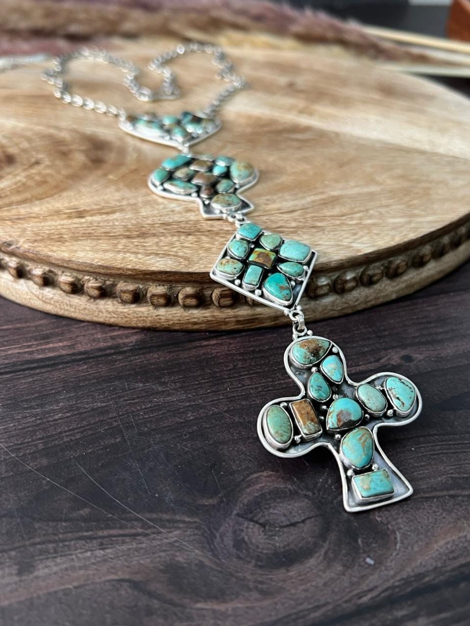 Handmade Sterling Silver Baja Turquoise Collection: Necklace "Signed Nizhoni"