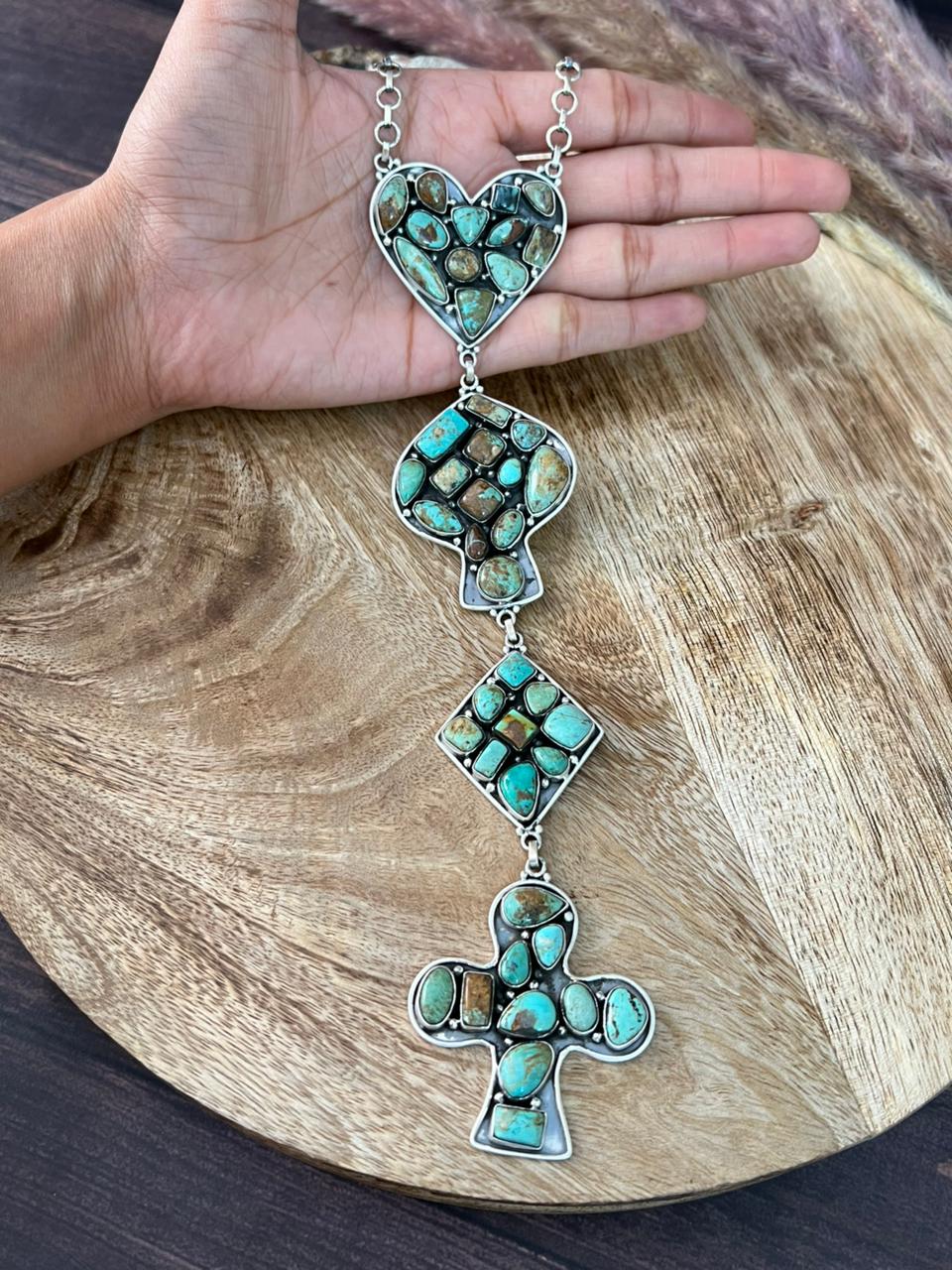 Handmade Sterling Silver Baja Turquoise Collection: Necklace "Signed Nizhoni"