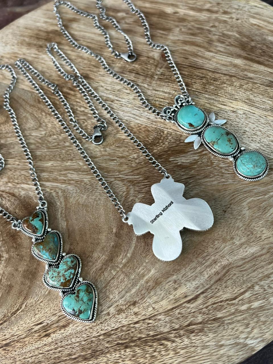 Handmade Sterling Silver Baja Turquoise Collection: Necklace "Signed Nizhoni"