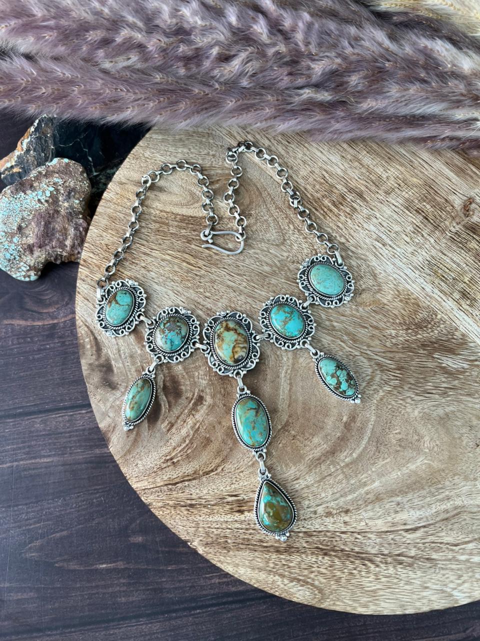 Handmade Sterling Silver Baja Turquoise Collection: Choker Necklace "Signed Nizhoni"