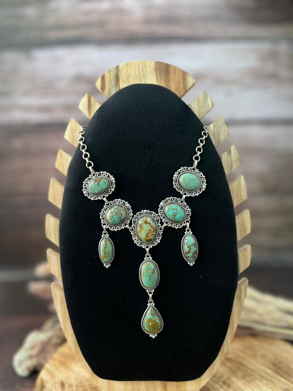 Handmade Sterling Silver Baja Turquoise Collection: Choker Necklace "Signed Nizhoni"