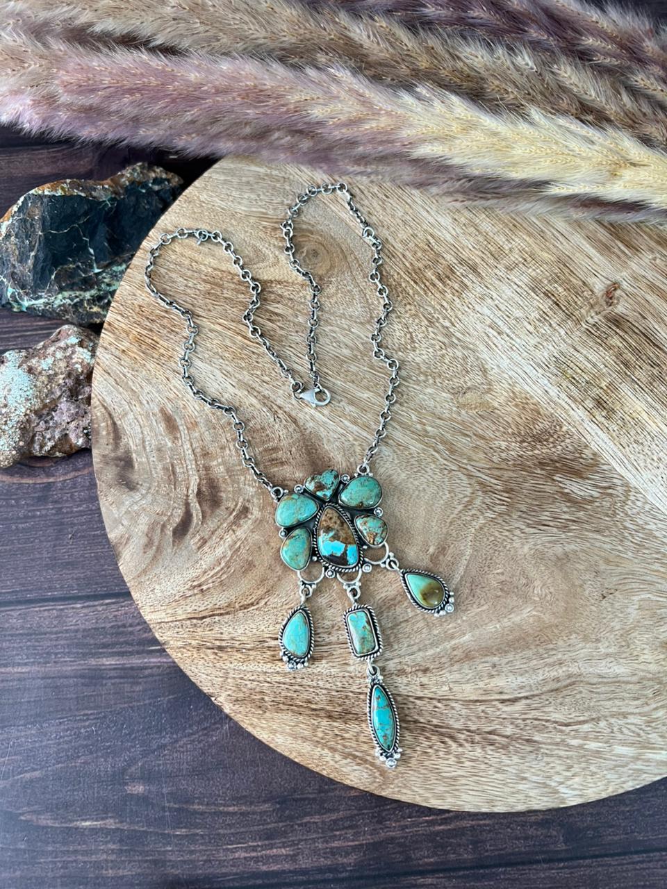 Handmade Sterling Silver Baja Turquoise Collection: Necklace "Signed Nizhoni"