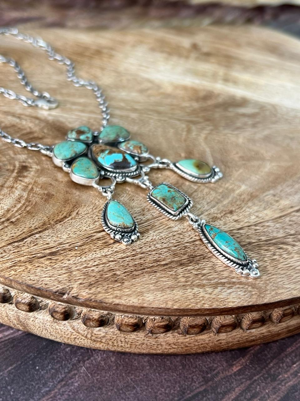 Handmade Sterling Silver Baja Turquoise Collection: Necklace "Signed Nizhoni"