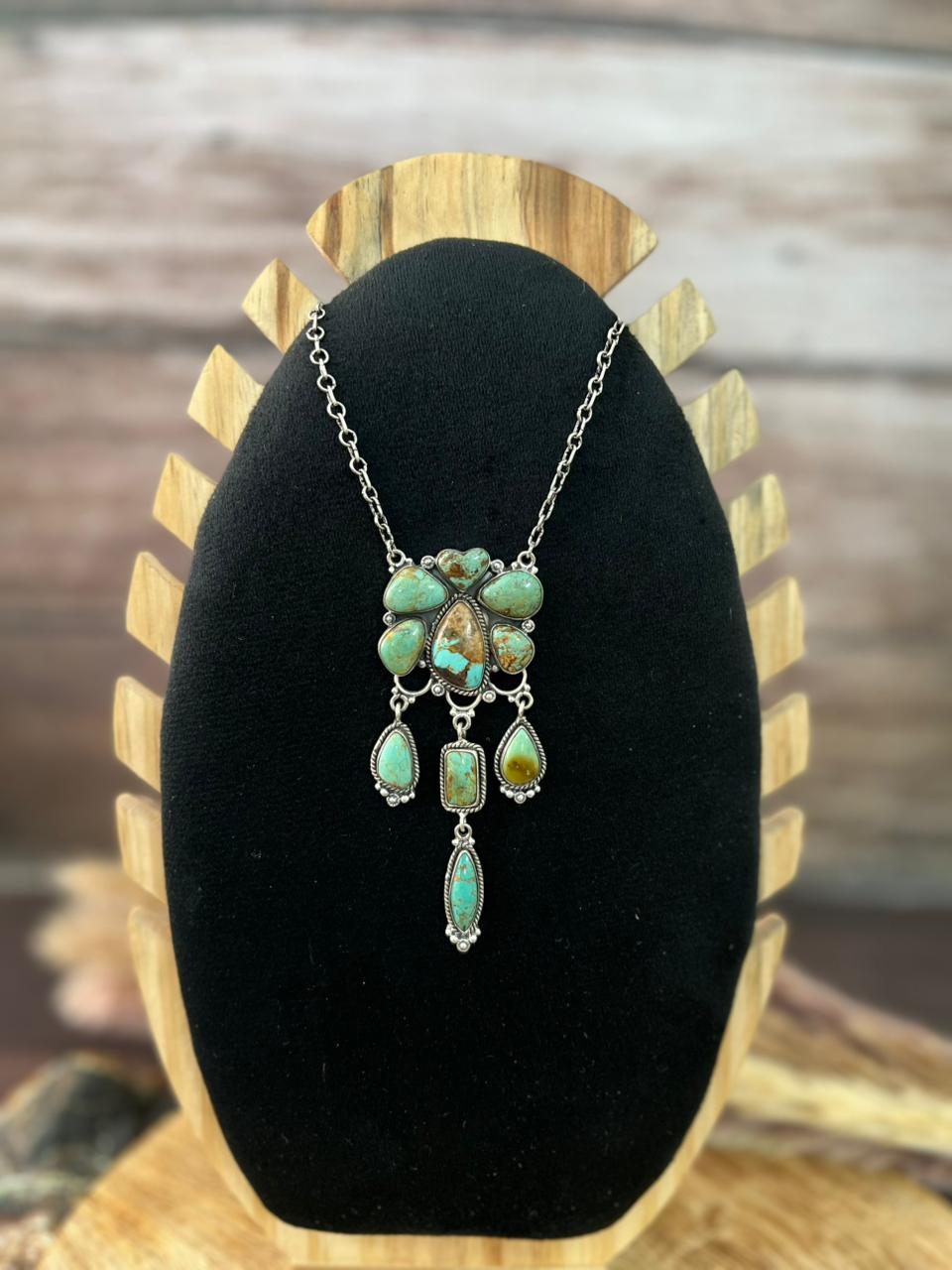 Handmade Sterling Silver Baja Turquoise Collection: Necklace "Signed Nizhoni"