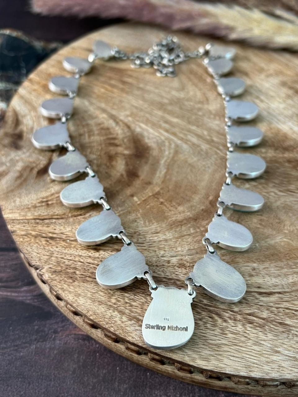 Handmade Sterling Silver Baja Turquoise Collection: Necklace "Signed Nizhoni"