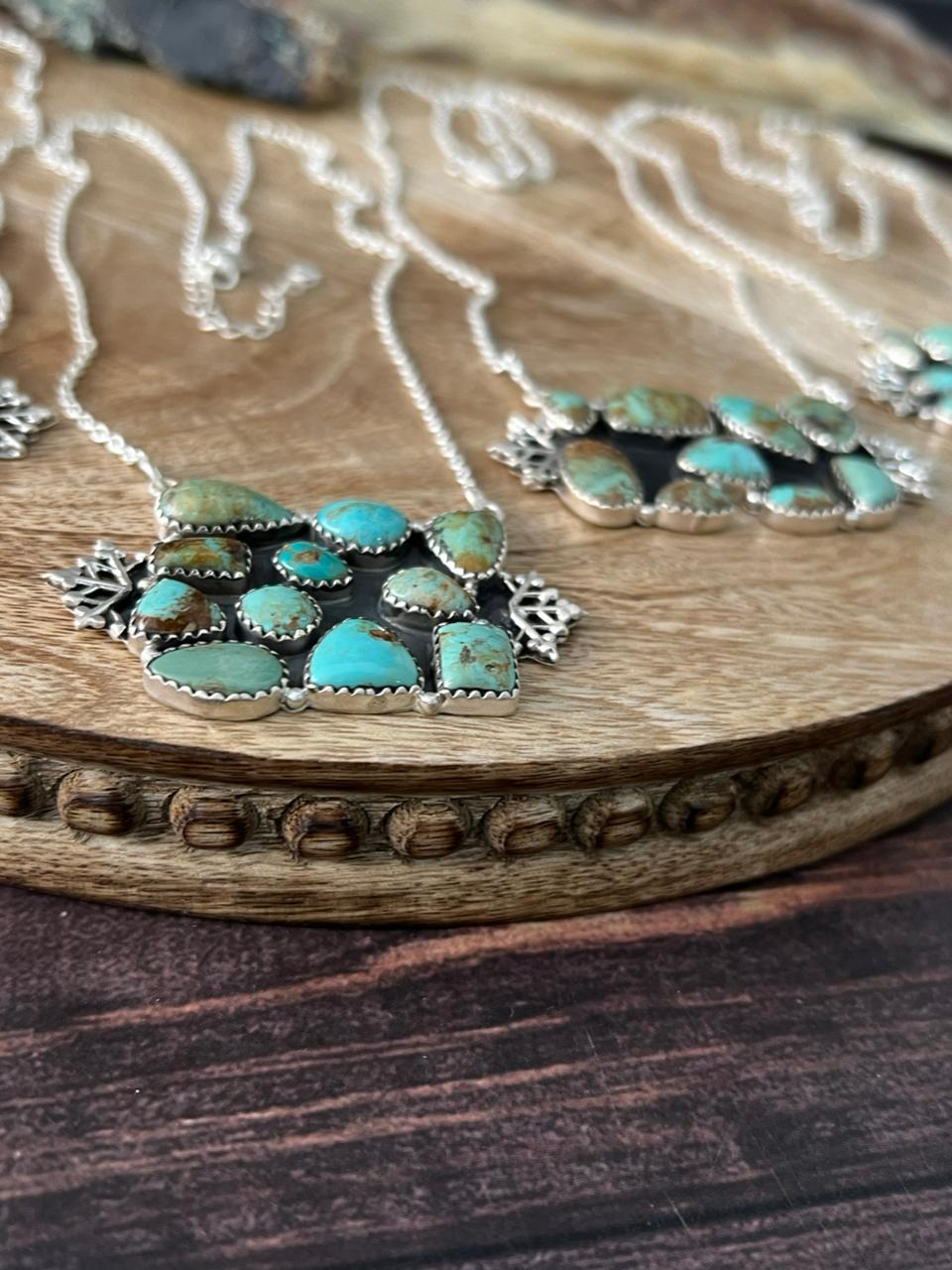 Handmade Sterling Silver Baja Turquoise Collection: Necklace "Signed Nizhoni"