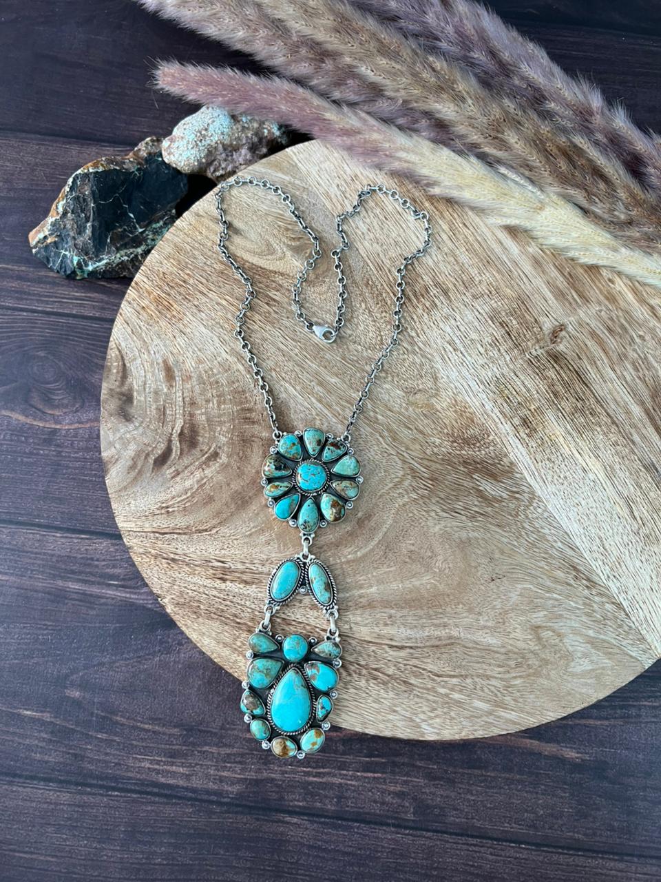 Handmade Sterling Silver Baja Turquoise Collection: Necklace "Signed Nizhoni"