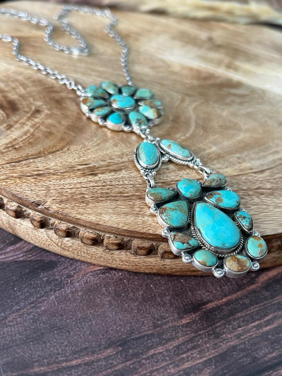 Handmade Sterling Silver Baja Turquoise Collection: Necklace "Signed Nizhoni"
