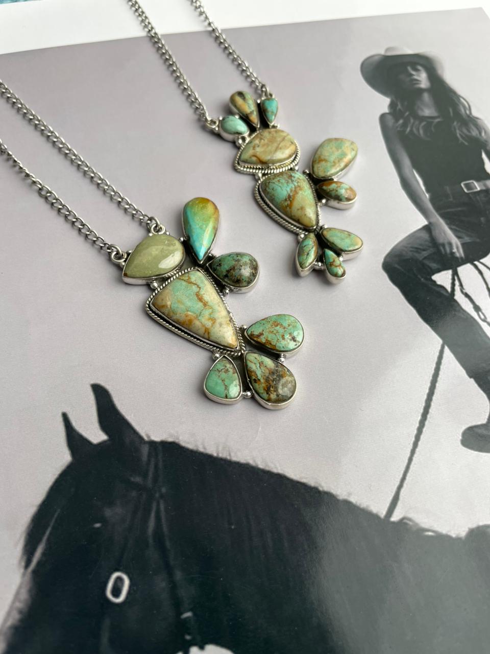 Handmade Sterling Silver Baja Turquoise Collection: Necklace "Signed Nizhoni"