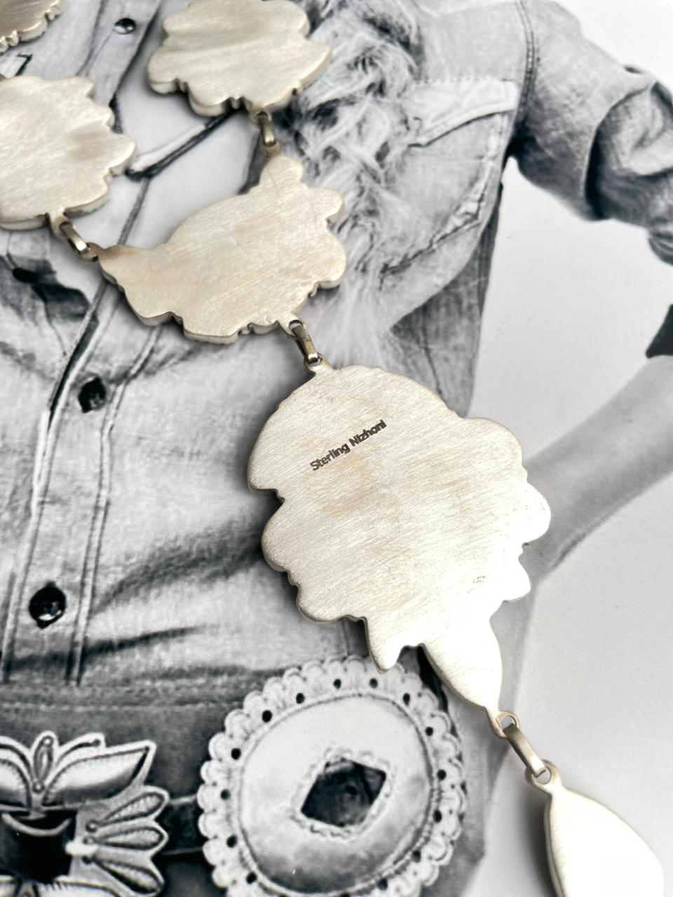 Handmade Sterling Silver Baja Turquoise Collection: Necklace "Signed Nizhoni"