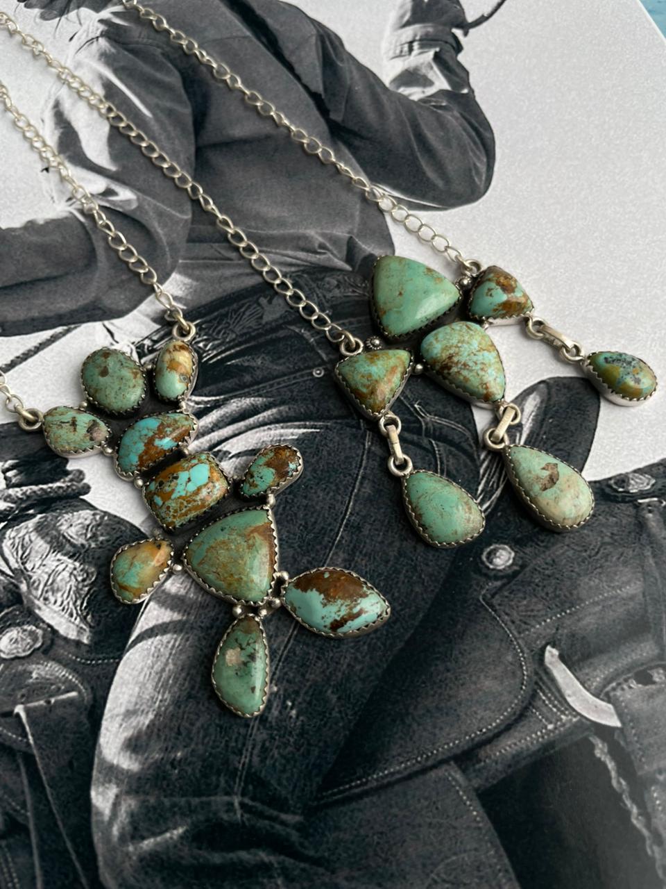 Handmade Sterling Silver Baja Turquoise Collection: Necklace "Signed Nizhoni"
