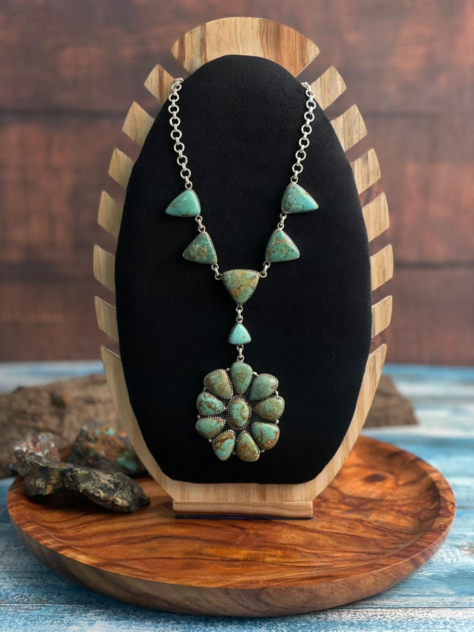 Handmade Sterling Silver Baja Turquoise Collection: Necklace "Signed Nizhoni"