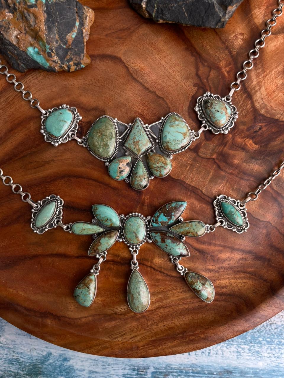 Handmade Sterling Silver Baja Turquoise Collection: Choker Necklace "Signed Nizhoni"