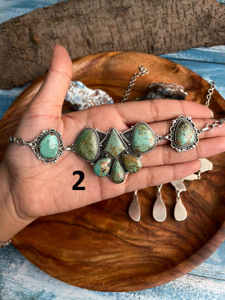Handmade Sterling Silver Baja Turquoise Collection: Choker Necklace "Signed Nizhoni"