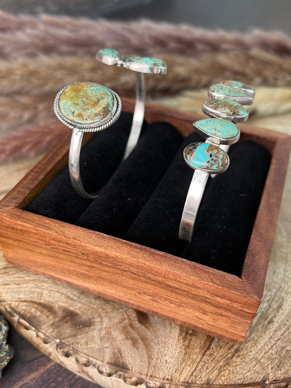 Handmade Sterling Silver Baja Turquoise Collection: Cuff Bracelet "Signed Nizhoni"
