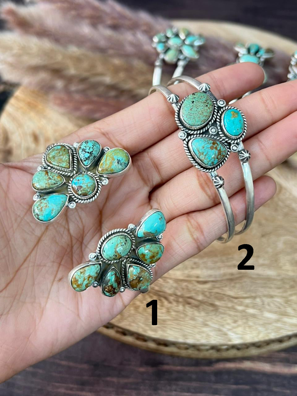 Handmade Sterling Silver Baja Turquoise Collection: Cuff Bracelet "Signed Nizhoni"