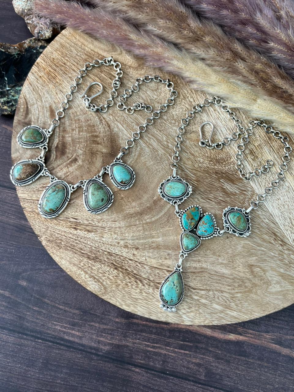 Handmade Sterling Silver Baja Turquoise Collection: Necklace "Signed Nizhoni"