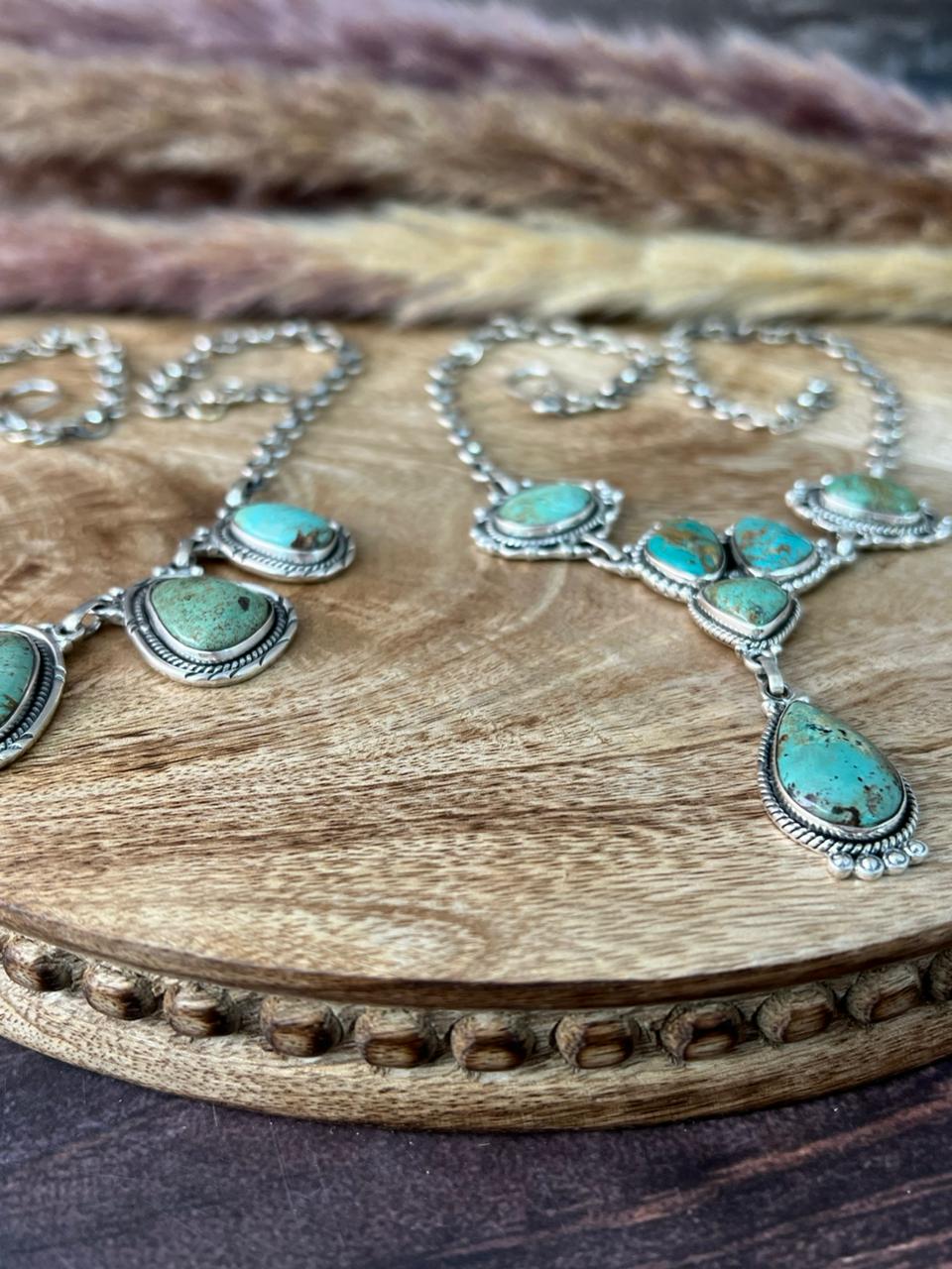 Handmade Sterling Silver Baja Turquoise Collection: Necklace "Signed Nizhoni"