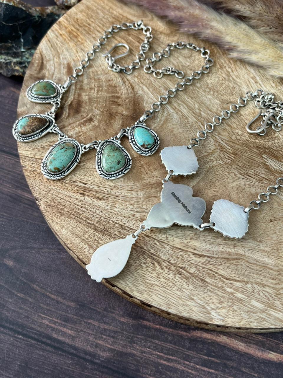 Handmade Sterling Silver Baja Turquoise Collection: Necklace "Signed Nizhoni"