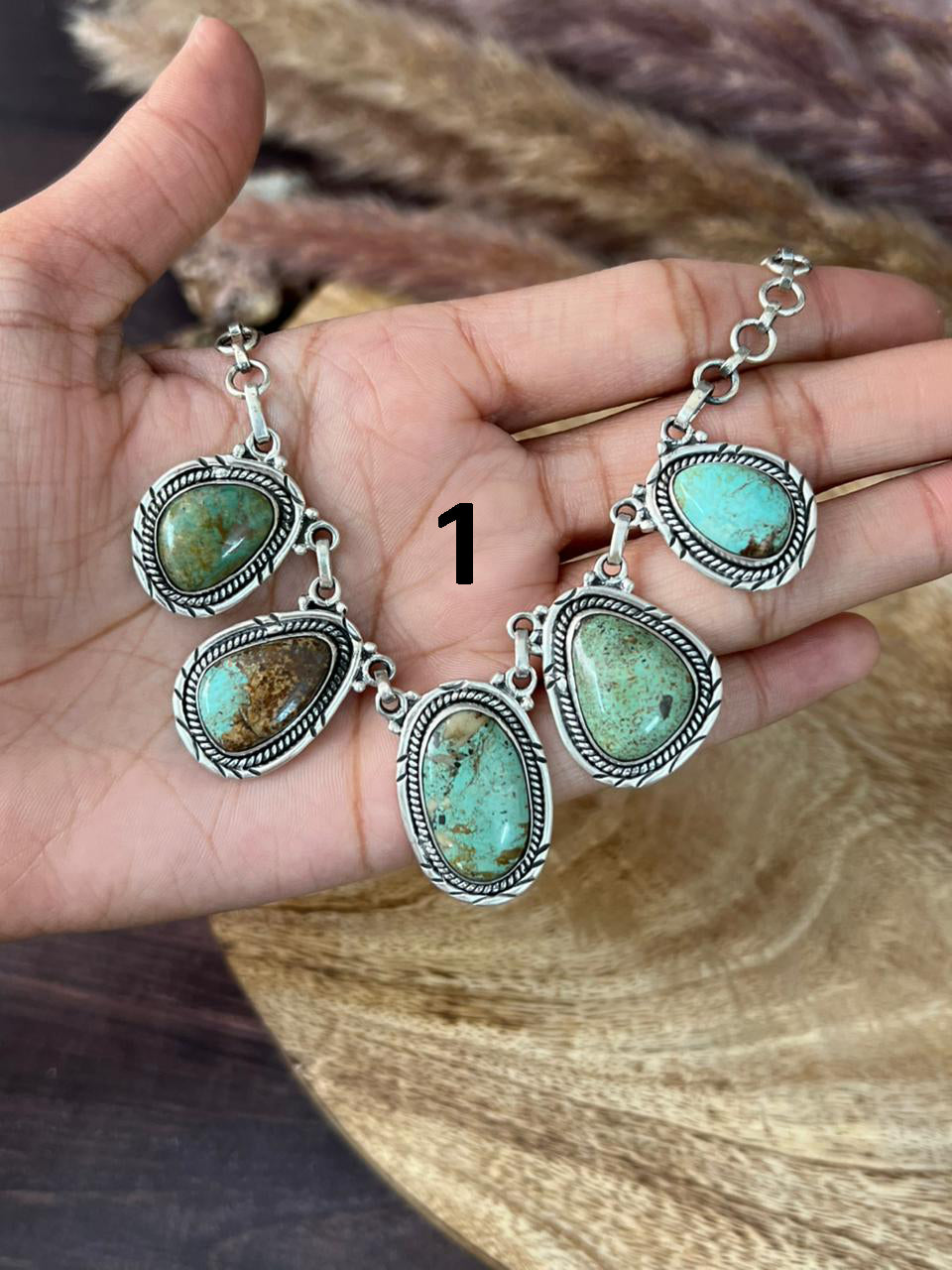 Handmade Sterling Silver Baja Turquoise Collection: Necklace "Signed Nizhoni"