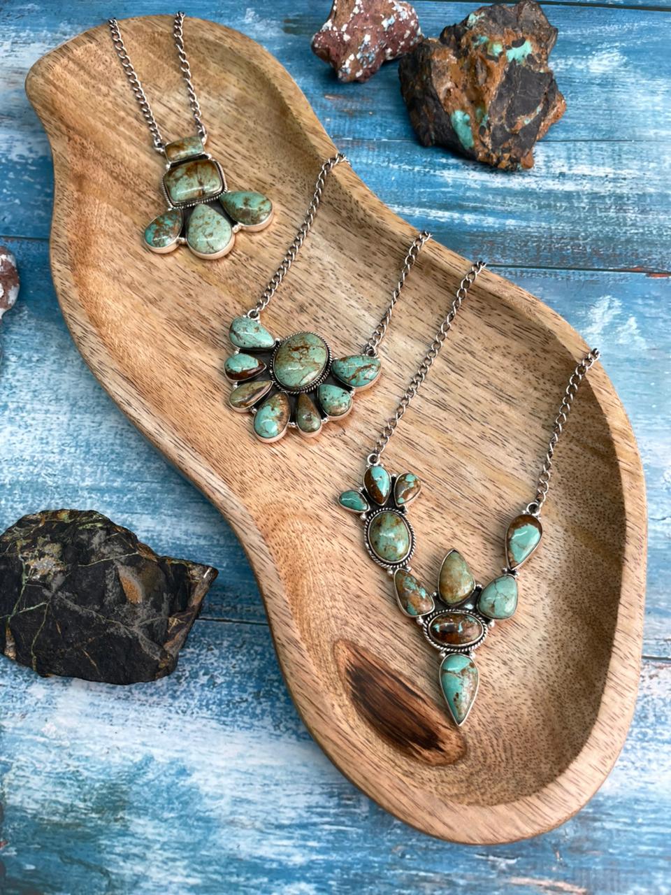 Handmade Sterling Silver Baja Turquoise Collection: Necklace "Signed Nizhoni"