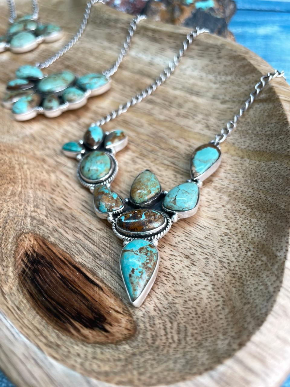 Handmade Sterling Silver Baja Turquoise Collection: Necklace "Signed Nizhoni"