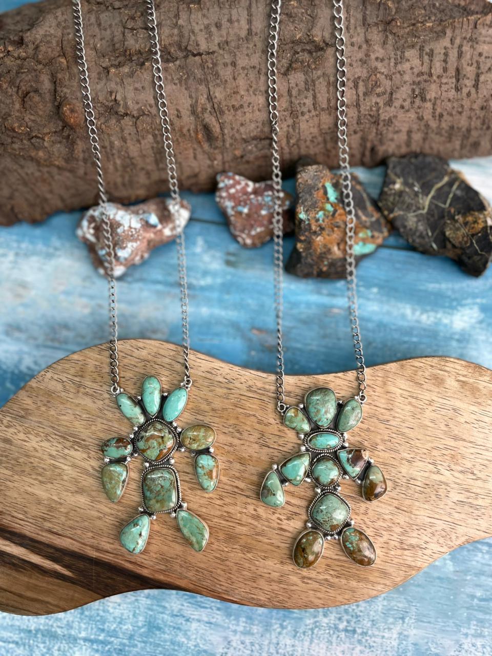 Handmade Sterling Silver Baja Turquoise Collection: Necklace "Signed Nizhoni"