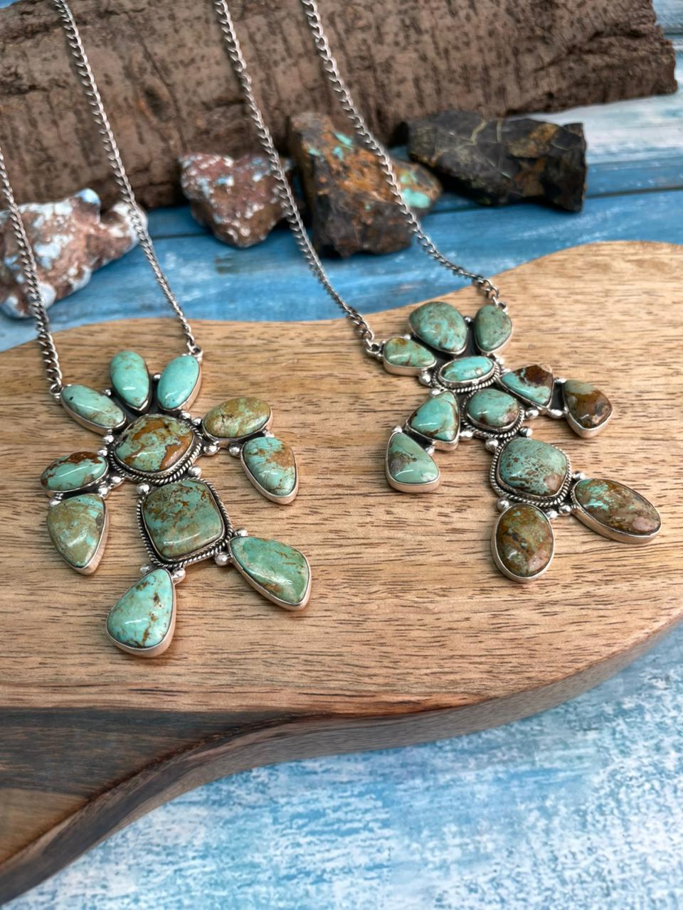 Handmade Sterling Silver Baja Turquoise Collection: Necklace "Signed Nizhoni"