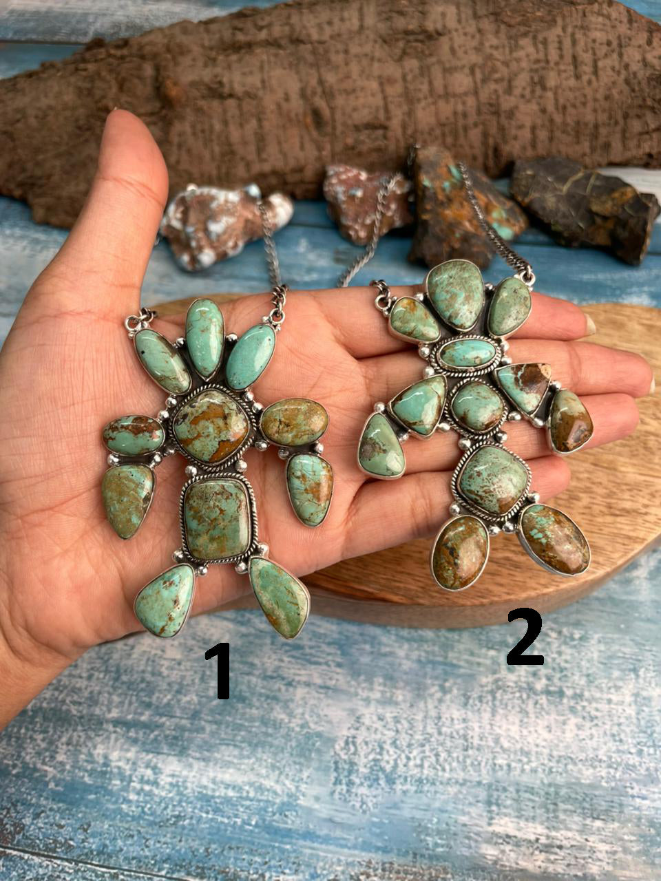 Handmade Sterling Silver Baja Turquoise Collection: Necklace "Signed Nizhoni"