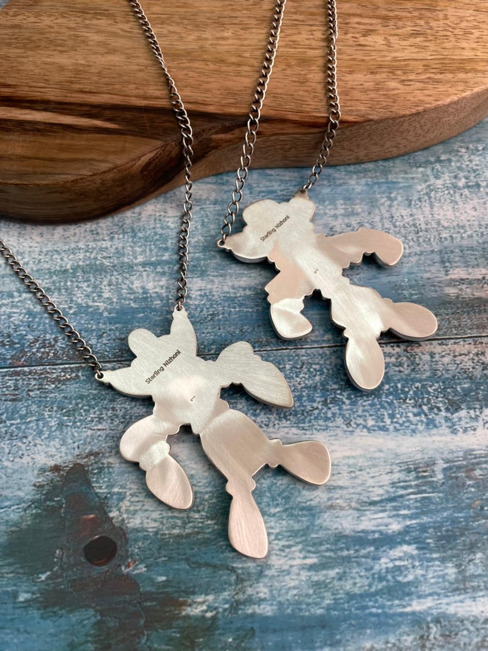 Handmade Sterling Silver Baja Turquoise Collection: Necklace "Signed Nizhoni"