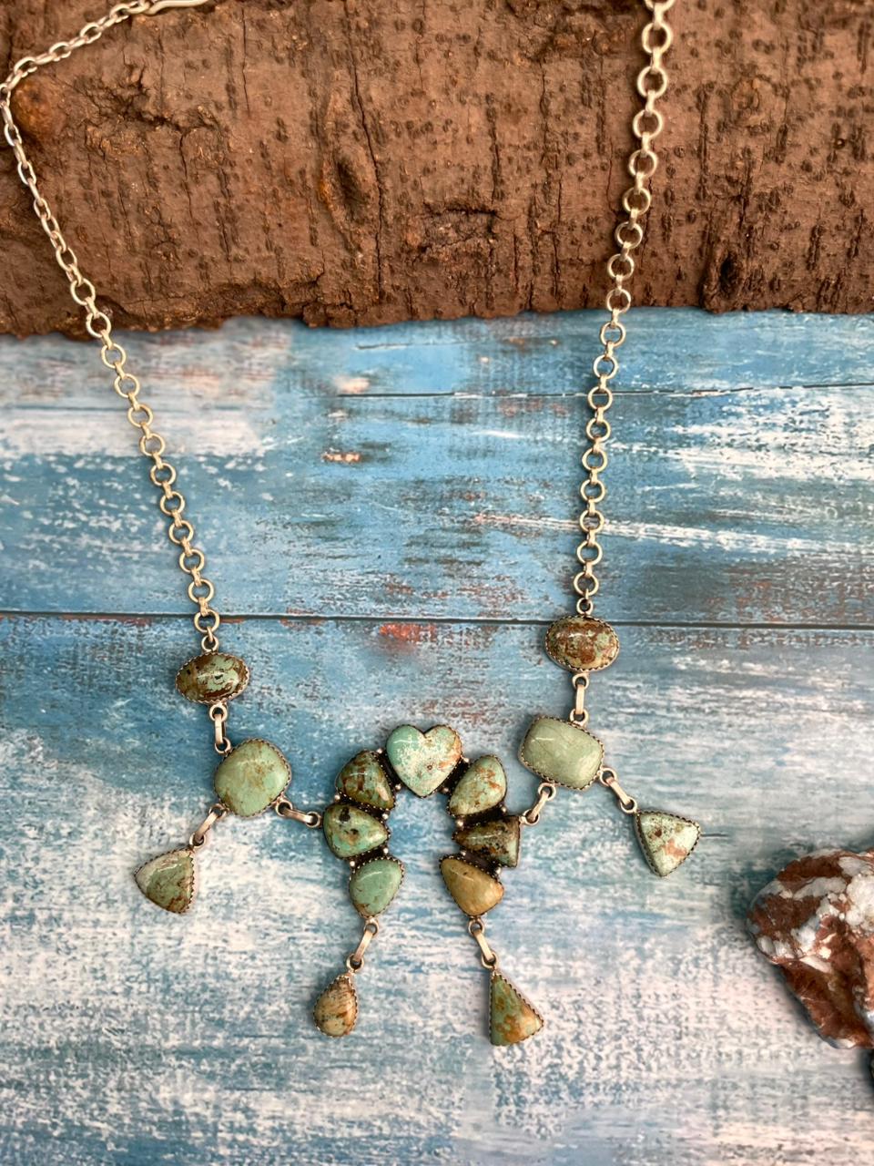 Handmade Sterling Silver Baja Turquoise Collection: Naja Necklace "Signed Nizhoni"