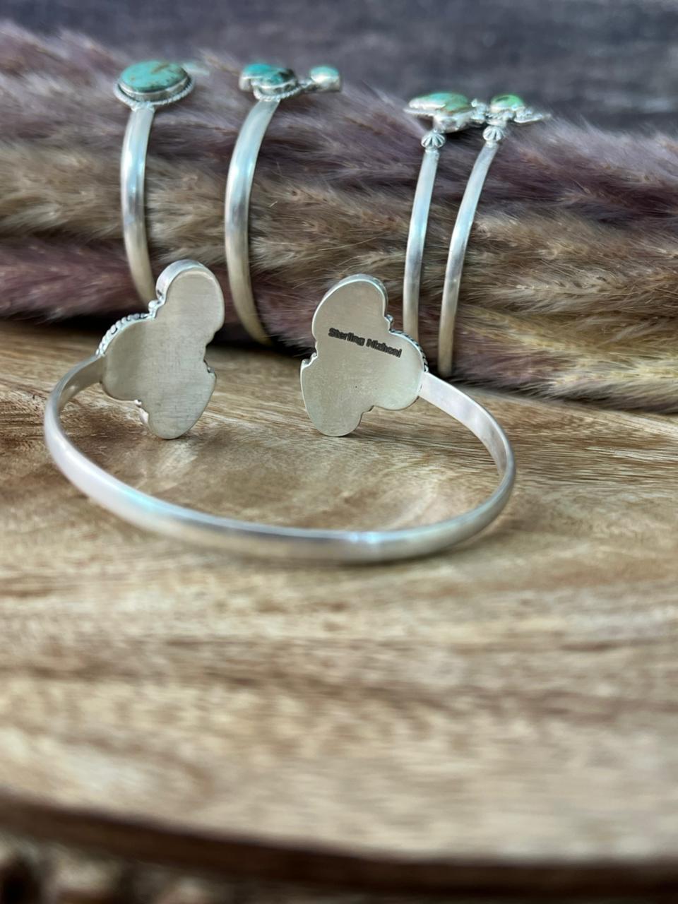 Handmade Sterling Silver Baja Turquoise Collection: Cuff Bracelet "Signed Nizhoni"