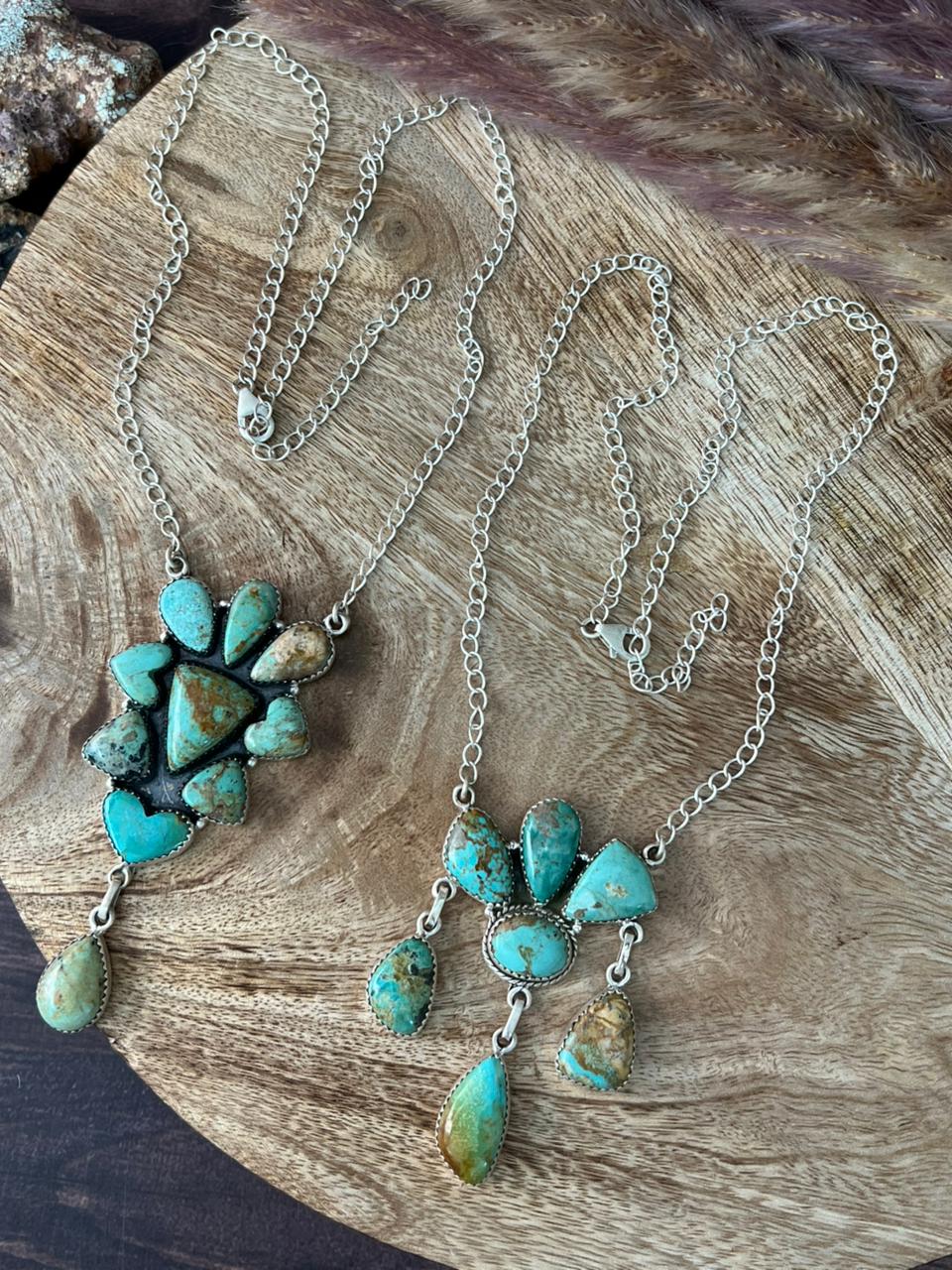 Handmade Sterling Silver Baja Turquoise Collection: Necklace "Signed Nizhoni"