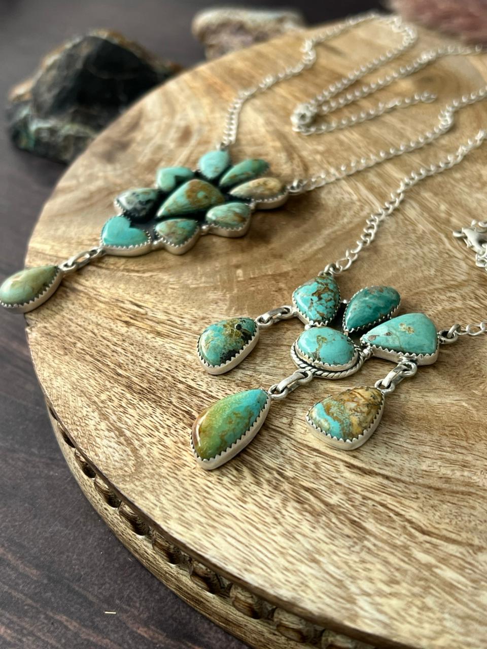 Handmade Sterling Silver Baja Turquoise Collection: Necklace "Signed Nizhoni"