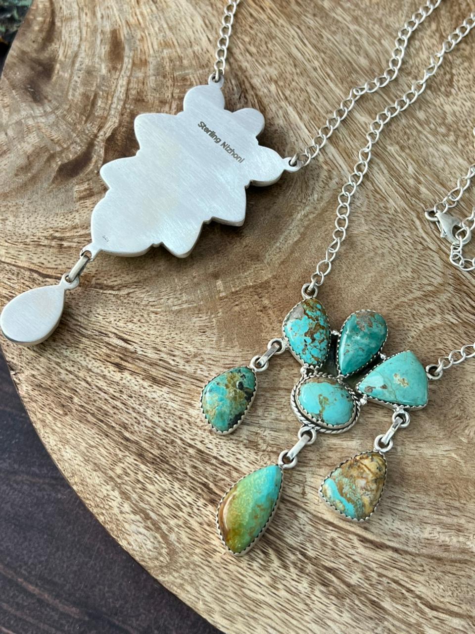 Handmade Sterling Silver Baja Turquoise Collection: Necklace "Signed Nizhoni"