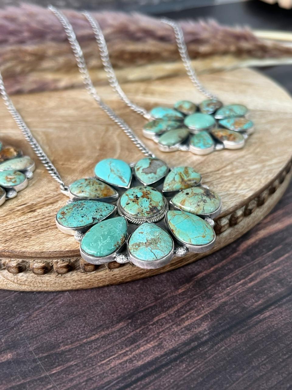 Handmade Sterling Silver Baja Turquoise Collection: Necklace "Signed Nizhoni"