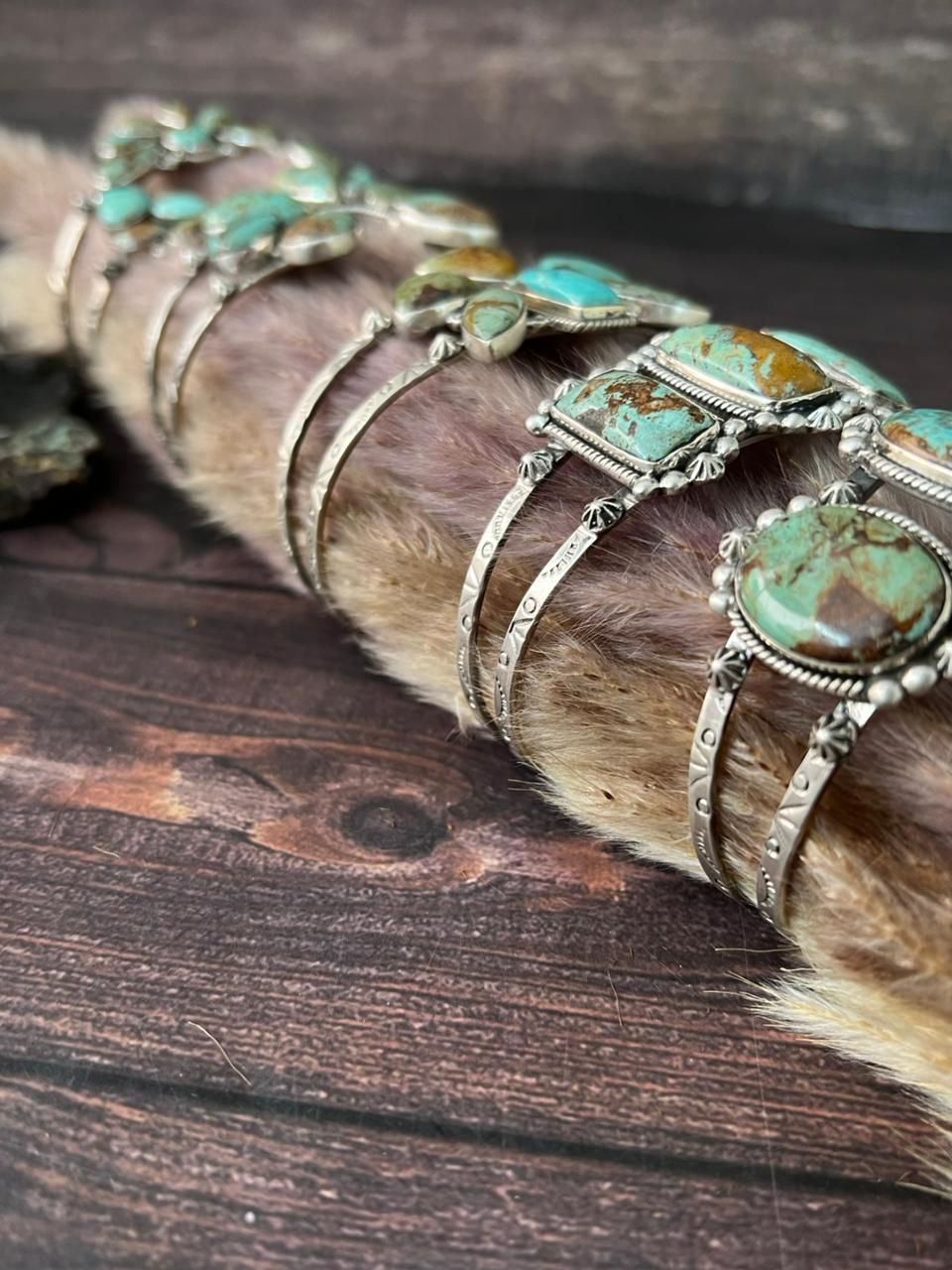 Handmade Sterling Silver Baja Turquoise Collection: Cuff Bracelet "Signed Nizhoni"