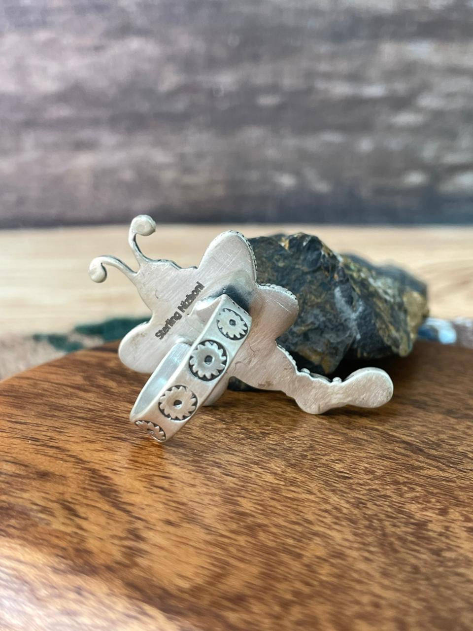 Handmade Sterling Silver Cotton Candy Butterfly Adjustable Ring "Signed Nizhoni"