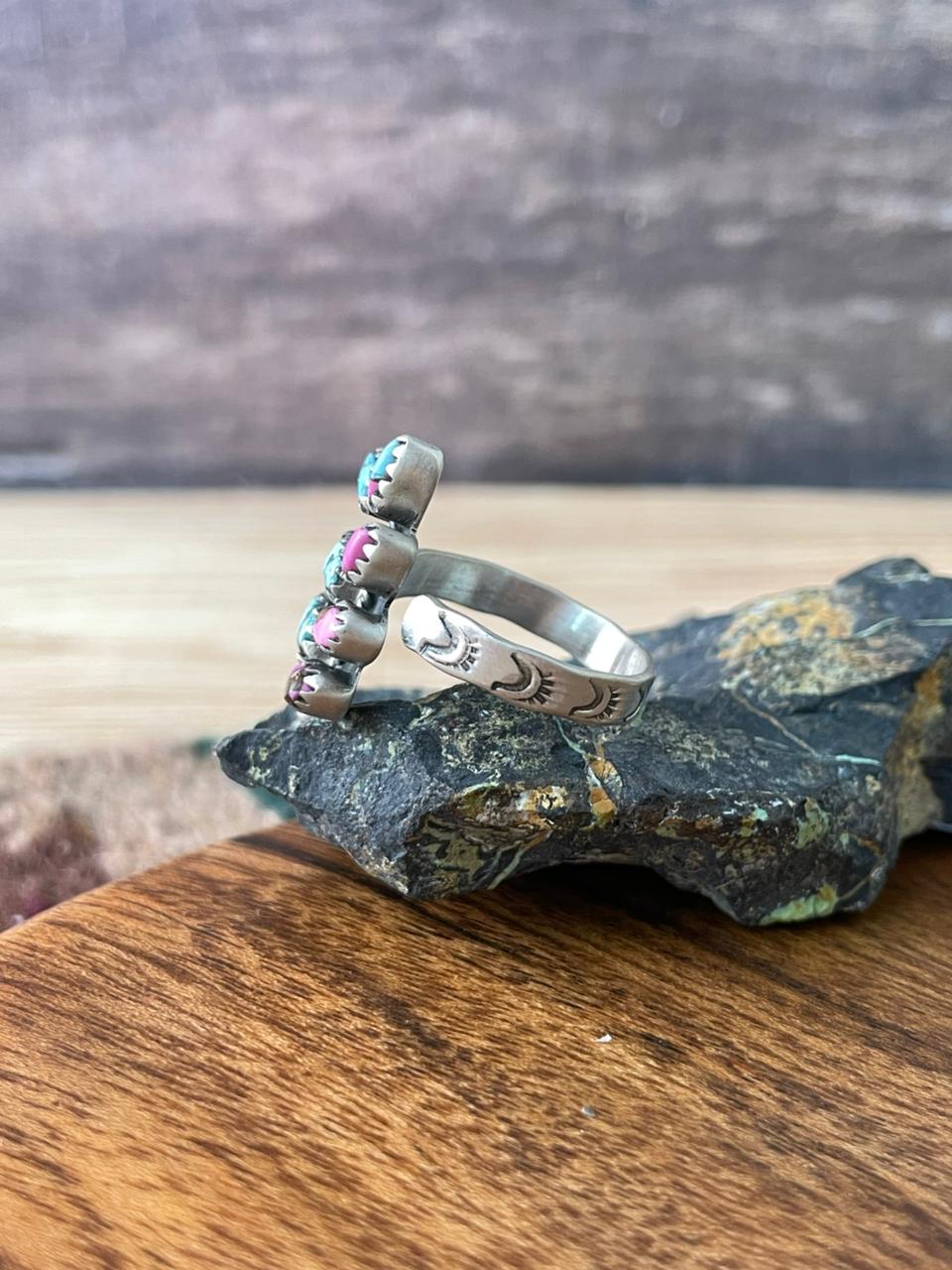 Handmade Sterling Silver Cotton Candy Adjustable Ring "Signed Nizhoni"