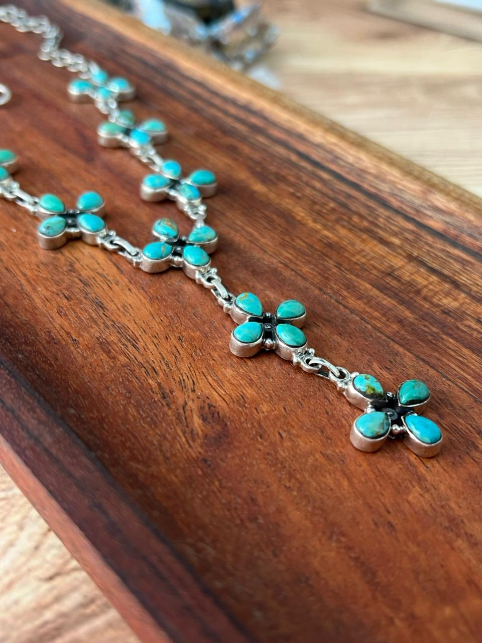 Handmade Sterling Silver Kingman Turquoise Necklace "Signed Nizhoni"