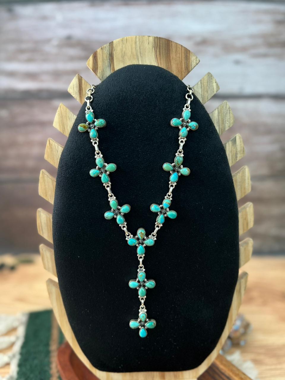 Handmade Sterling Silver Kingman Turquoise Necklace "Signed Nizhoni"