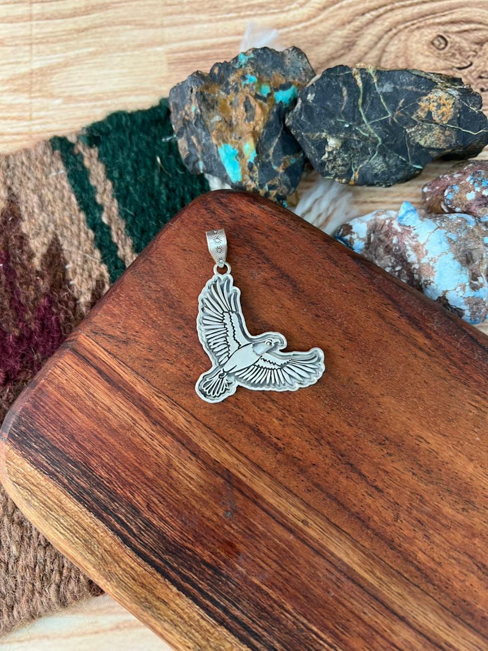 Handmade Sterling Silver Eagle Pendant "Signed Nizhoni"