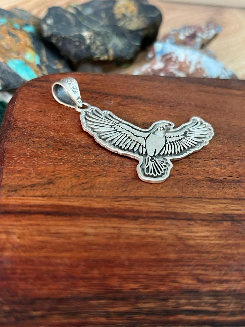 Handmade Sterling Silver Eagle Pendant "Signed Nizhoni"