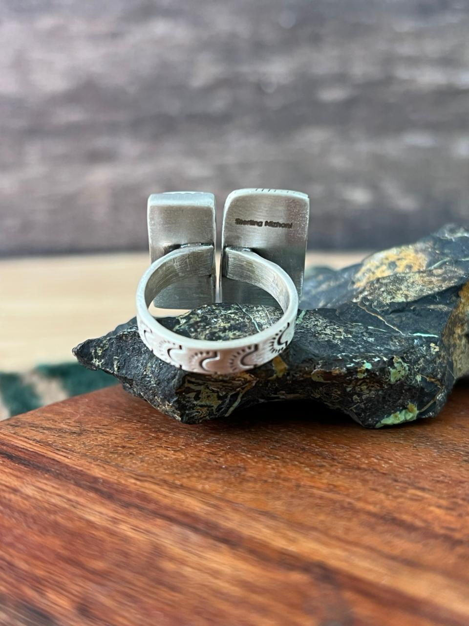 Handmade Sterling Silver Cotton Candy with Wildhorse Magnesite Adjustable Ring "Signed Nizhoni"