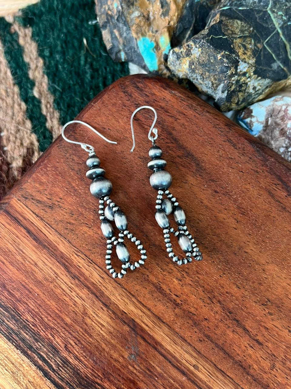 Handmade Sterling Silver Hook Dangle Beaded Earrings