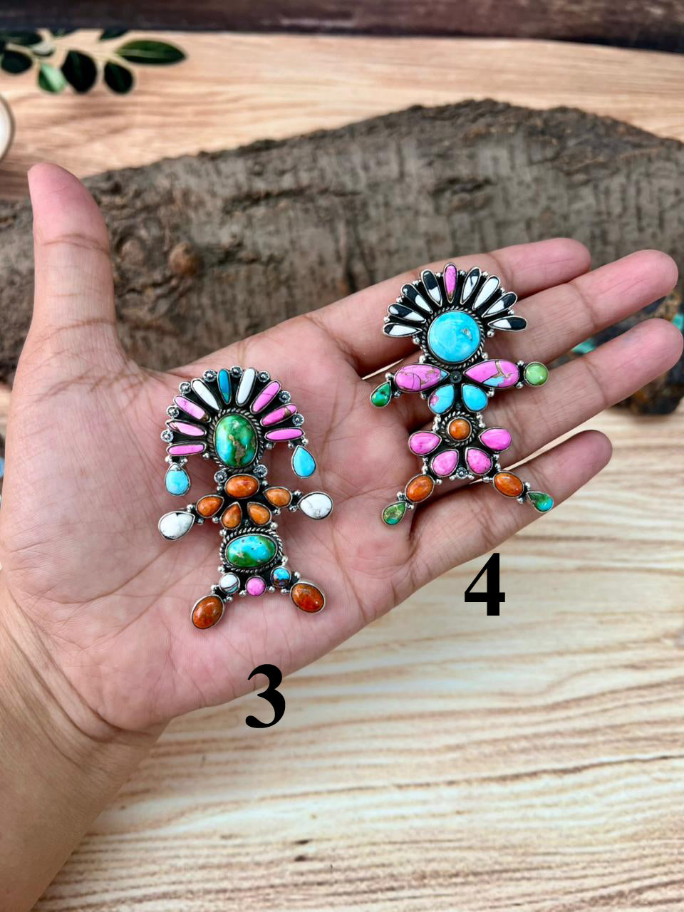 Handmade Sterling Silver Spring Collection: Sonoran Mountain with Orange Mojave, Cotton Candy and White Buffalo Pendant "Signed Nizhoni"