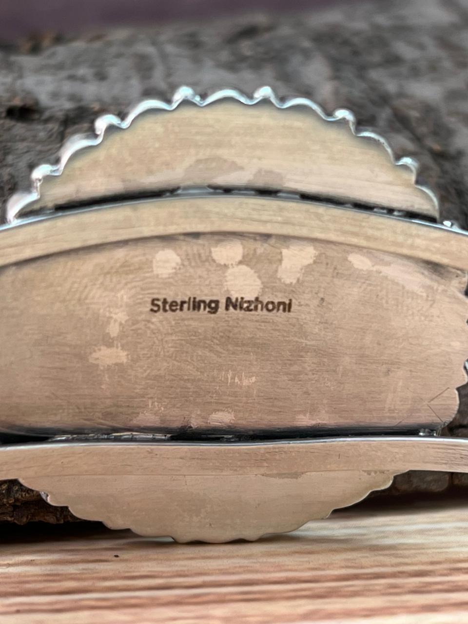 Handmade Sterling Silver Spring Collection: Sonoran Mountain Turquoise with Orange Mojave, Cotton Candy and White Buffalo Cuff Bracelet "Signed Nizhoni"
